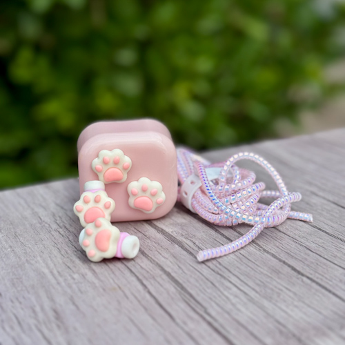 محافظ آداپتور 20W آیفون طرح پنجه گربه صورتی