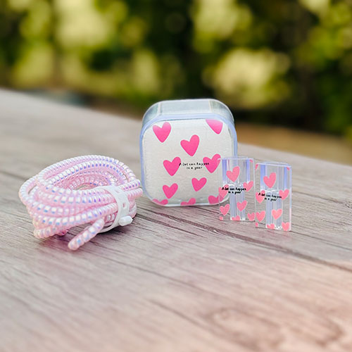 محافظ آداپتور 20W آیفون طرح قلب صورتی شفاف